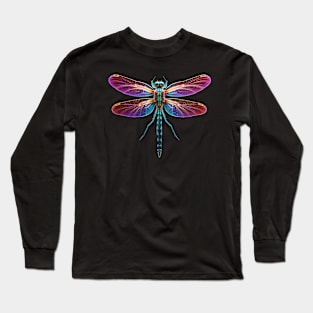 Glowing Neon Dragonfly Long Sleeve T-Shirt